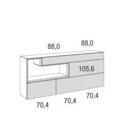 Hülsta Tetrim Sideboard 5R - Lack-Ausführung Mit Offenem Fach Und 4 Schubladen -Babyprodukte Geschäft tetrim sideboard5r strich