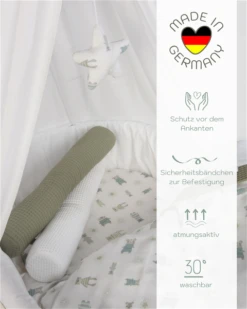 Mionido Stubenwagen Maxi Weiß Pyjamabär Grün Mit Garnierung, Matratze Und Matratzenbezug -Babyprodukte Geschäft v1 560 80 usp